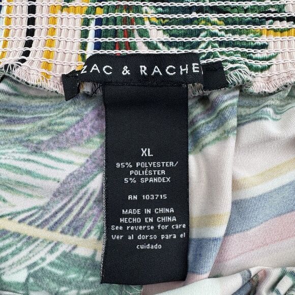 Zac & Rachel XL Palazzo Pants Tropical Palm Print Wide Leg Stretch Travel Beach - Picture 2 of 7